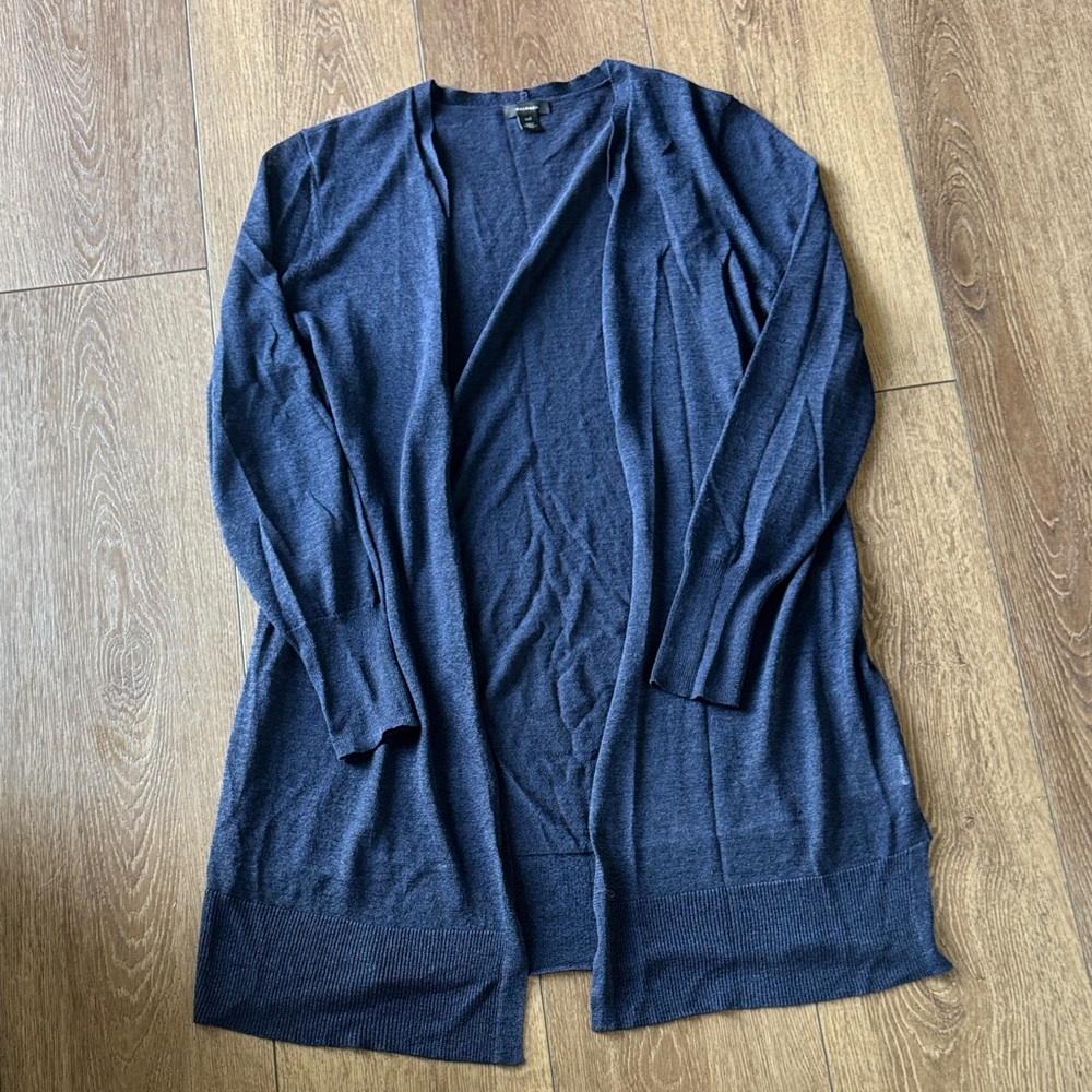 Halogen Navy Open-Front Long Cardigan